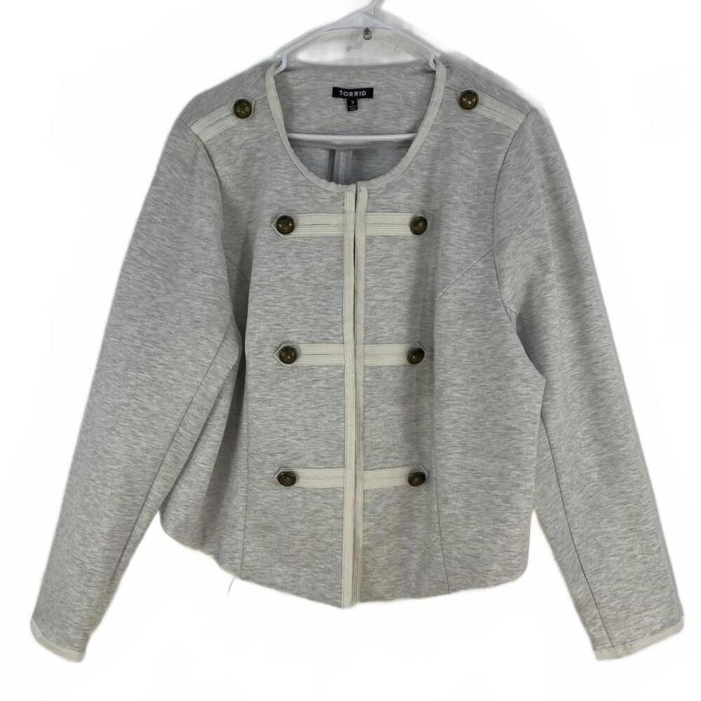 Torrid Heathered Gray Fitted Military Jacket Plus Size 3X